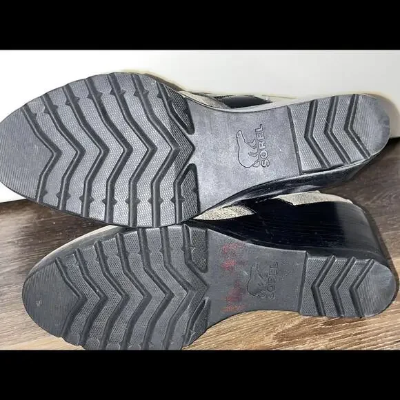 Sorel SZ 7 Women’s After Hours Strappy Wedge Heel Side Zip  Boots Gray/Black - Picture 3 of 5